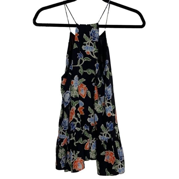 Joie High Neck Ruffled A Line Blouse Tank Blue and Orange Size Small - Picture 3 of 5